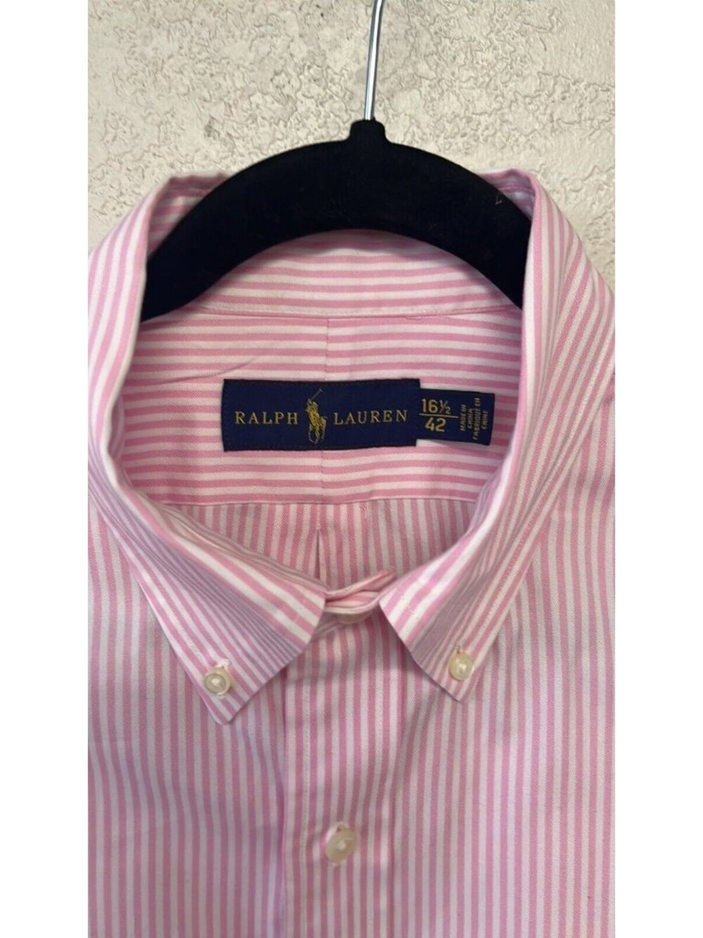 Ralph Lauren pink&white stripe button down shirt men’s sz 16.5/42 100% cotton pr - Picture 3 of 12